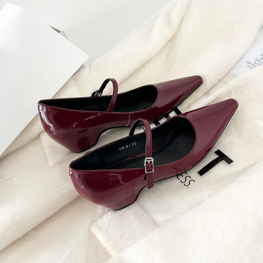 Damen elegante Slingback-Ballerinas mit modischem Riemen und spitzem Fußteil EB