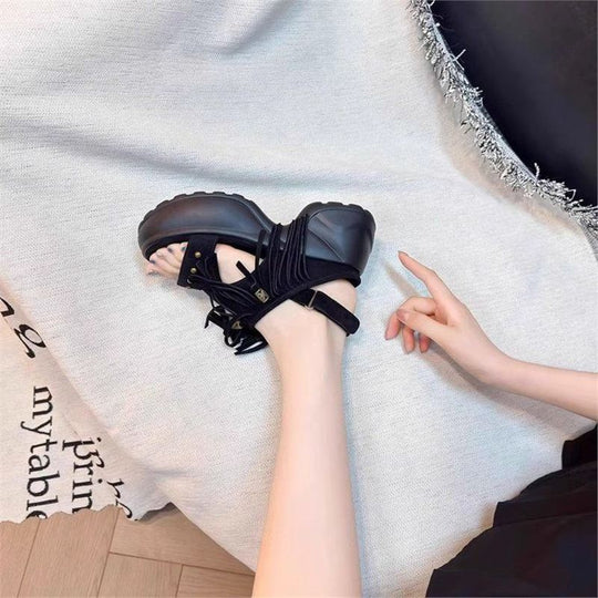 Damen Plateau-Sandalen mit fransiger Verzierungen EB