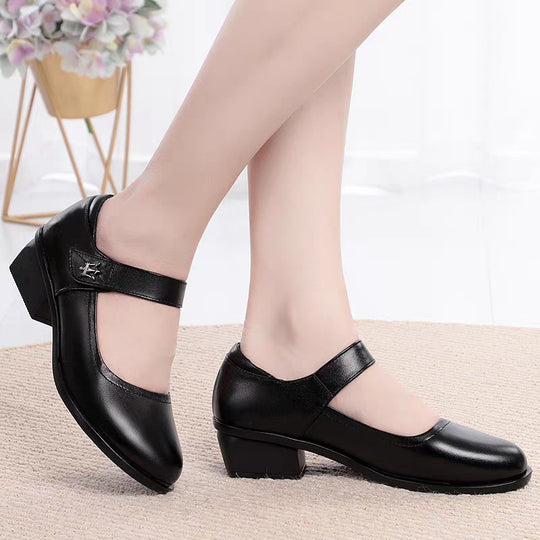 Damen Mary Jane Pumps mit komfortablem Riemen und elegantem Blockabsatz EB