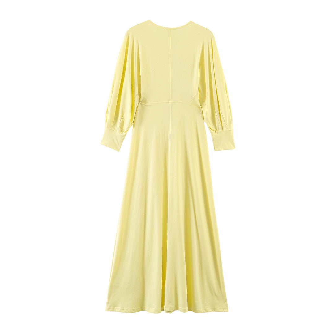 Damen Baumwolle Maxikleid mit langen Ärmeln EB