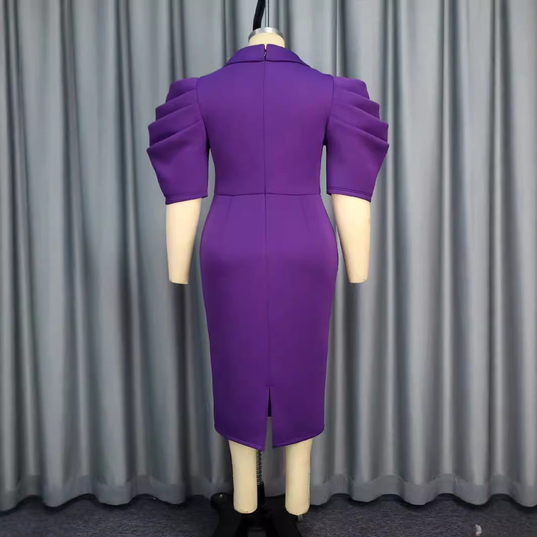 Damen Elegantes Etui-Kleid mit voluminösen Puffärmeln EB