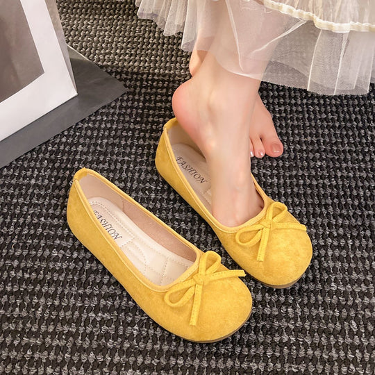 Damen elegante Ballerinas mit zierlichem Schleifendetail EB