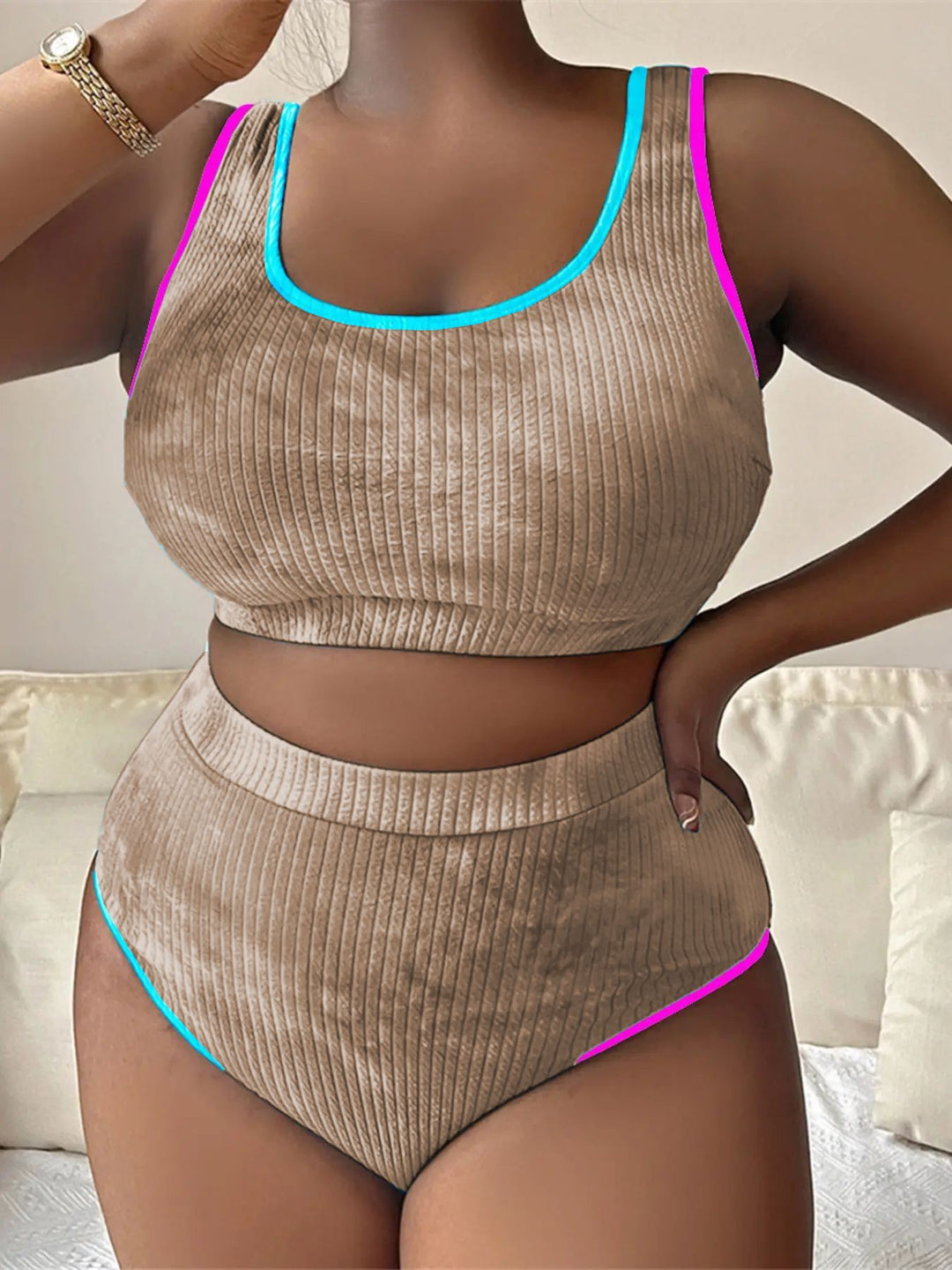 Damen Sportiv geschnittenes Bikini-Set EB