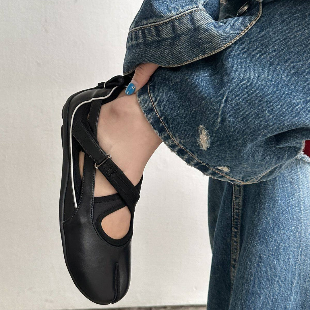 Damen Sportliche Ballerinas mit flexiblem Riemchen und atmungsaktivem Obermaterial EB