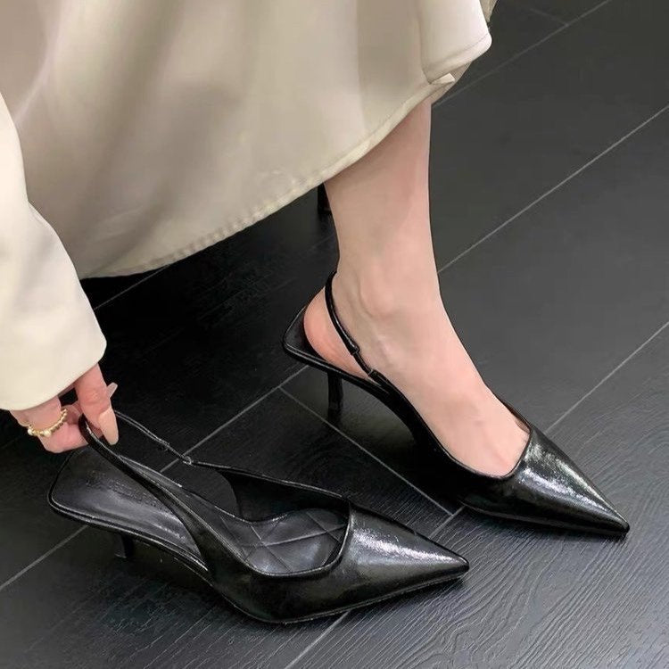 Damen Slingback Pumps aus hochwertigem Metallic-Leder EB