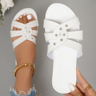 Damen modische Riemchensandalen mit glamourösen Schmuckdetails EB