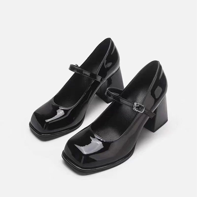 Damen elegante Absatzschuhe mit Blockabsatz und Riemchen EB