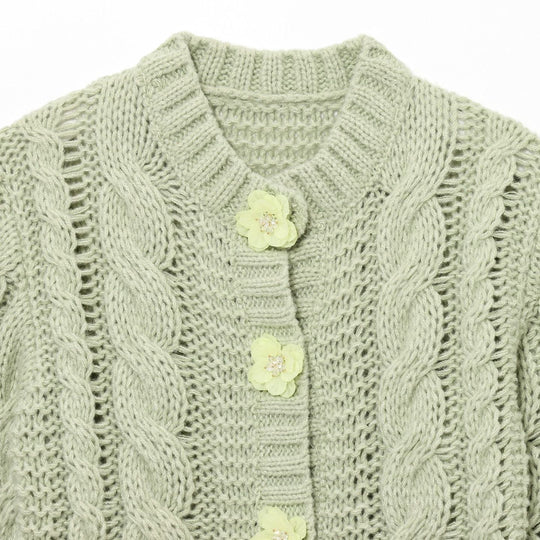 Damen cropped Strickjacke mit floralem Detail EB