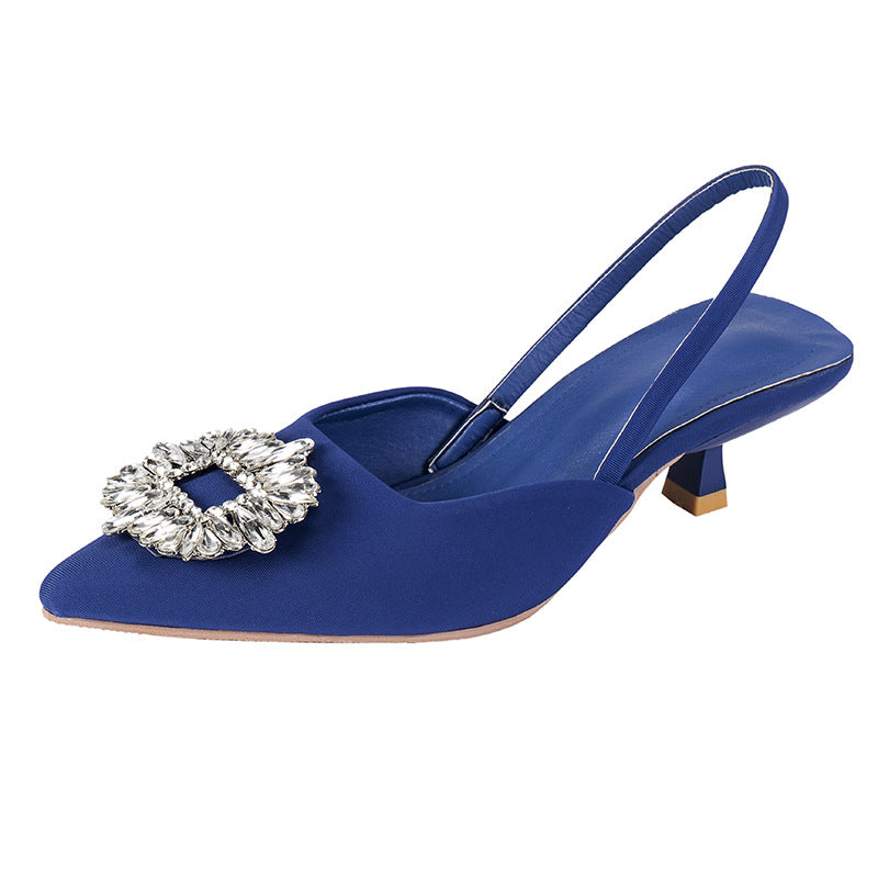 Damen Slingback-Mules mit eleganter Strass-Applikation und niedrigem Absatz EB