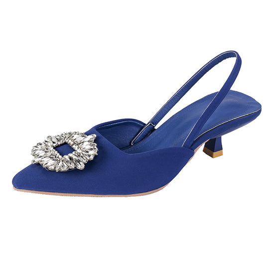 Damen Slingback-Mules mit eleganter Strass-Applikation und niedrigem Absatz EB