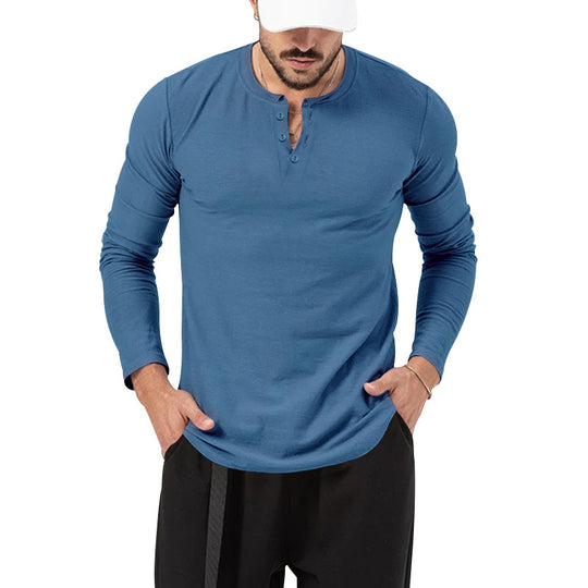Herren Langarm-Henley-Shirt mit hochwertiger Baumwollmischung und modischen Knopfdetails EB