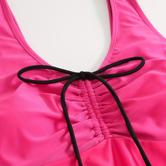 Damen Badeanzug mit Hohem Schnitt und Blumendruck EB