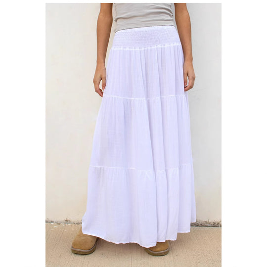 Damen Maxi-Rock mit voluminösem Schnitt und elastischem Bund EB