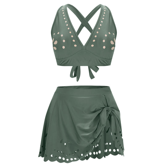 Damen Bade-Set mit Skirt und Kreuz-Trägern EB
