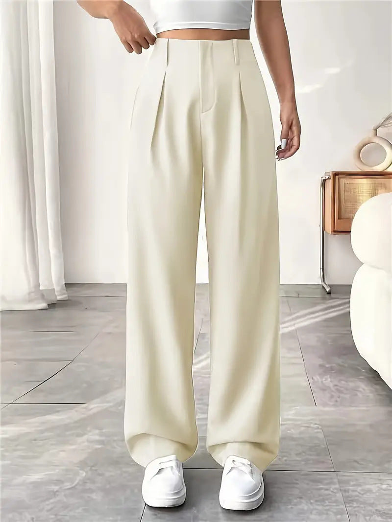 Damen Elegante Bundfaltenhose mit weitem Schnitt EB