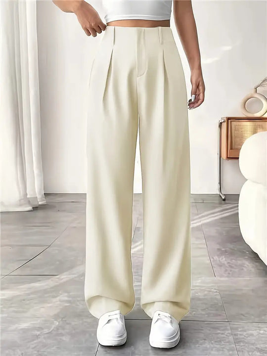Damen Elegante Bundfaltenhose mit weitem Schnitt EB