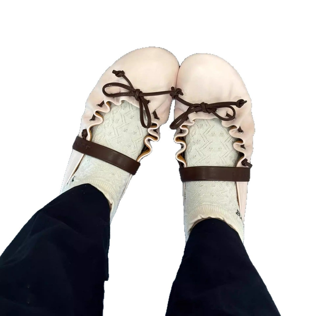 Damen elegante Ballerinas mit modischem Riemen und rutschfester Sohle EB