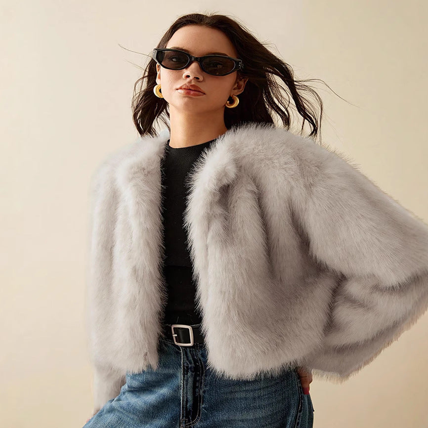 Damen kurzärmlige Pelzjacke EB