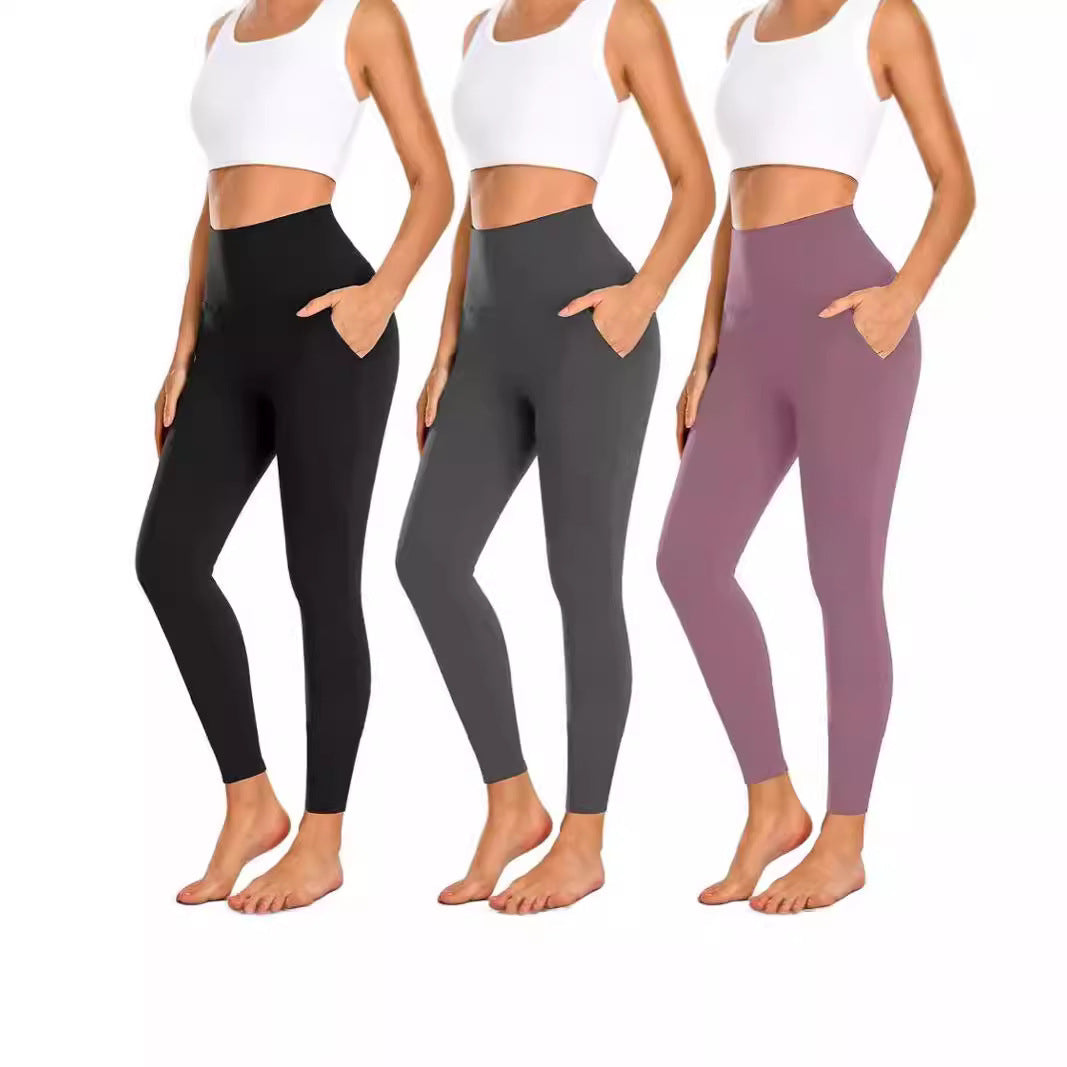Damen Hochgeschnittene Sportleggings mit praktischen Taschen EB