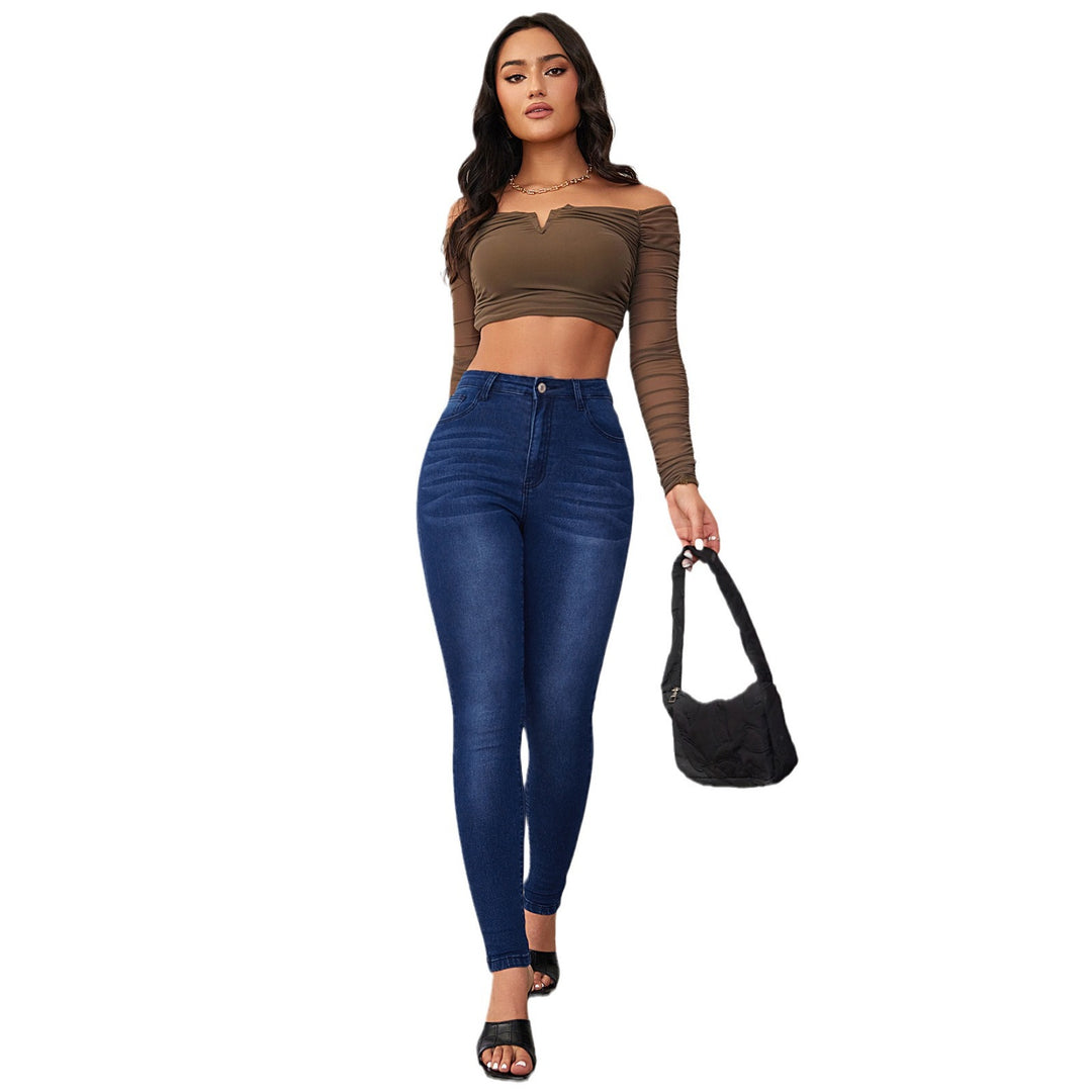 Damen Slim Fit Jeans im hochtaillierten Design mit elastischem Bund EB