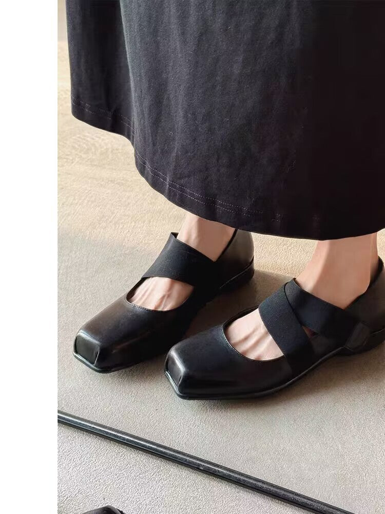 Damen Ballerinas mit elastischen Riemen und weichem Innenfutter EB