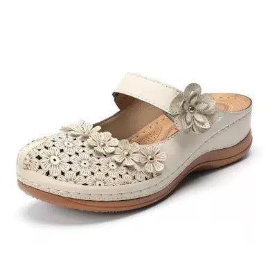 Damen bequeme Clogs mit floralem Dekor und ergonomischem Fußbett EB