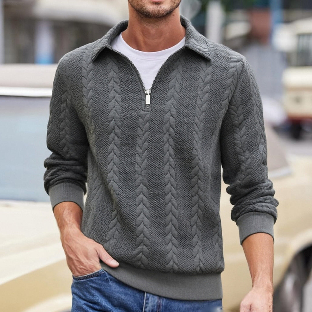 Herren eleganter Strickpullover mit Reißverschluss EB