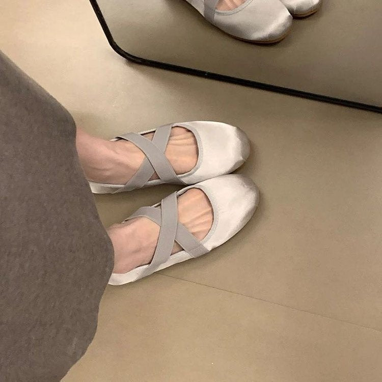 Damen Ballerinas mit dekorativem Riemen und komfortablem Fußbett EB