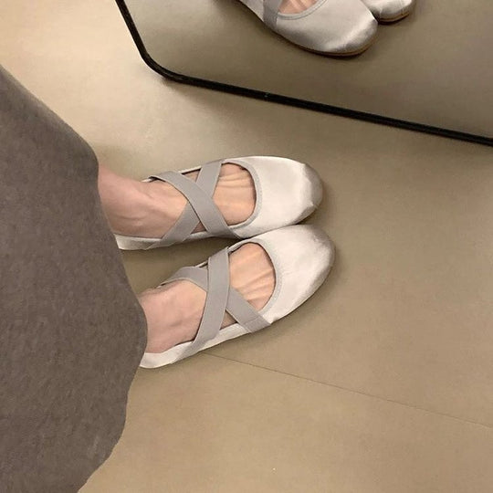 Damen Ballerinas mit dekorativem Riemen und komfortablem Fußbett EB