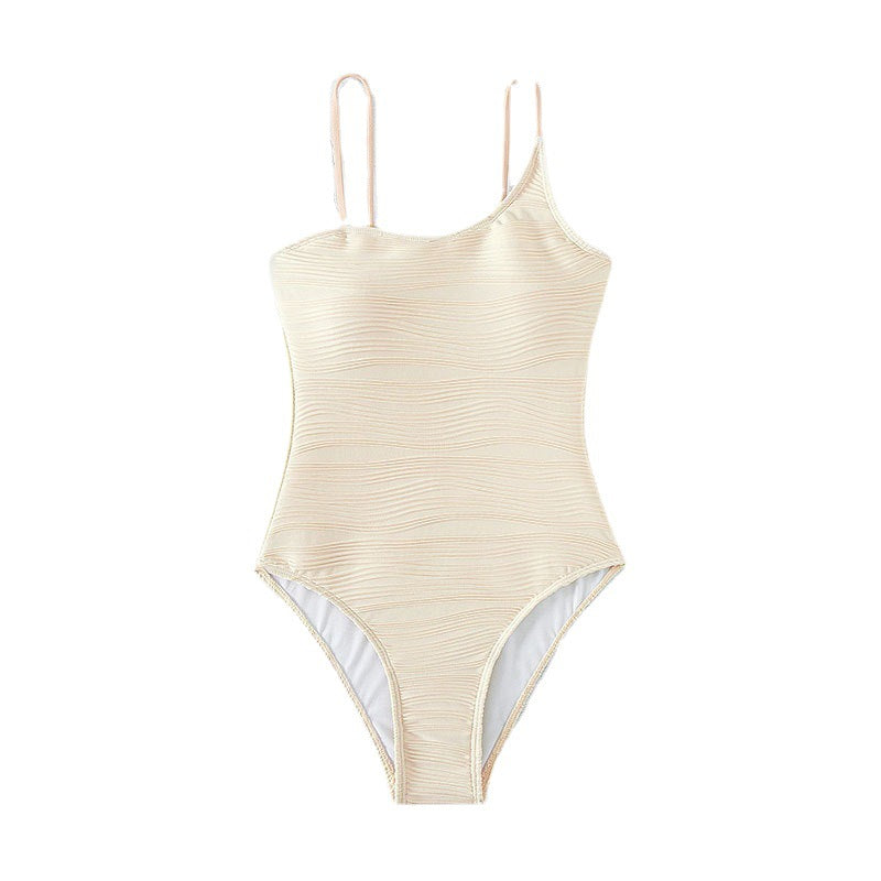 Damen Einteiler Badeanzug mit raffiniertem Rippendesign EB