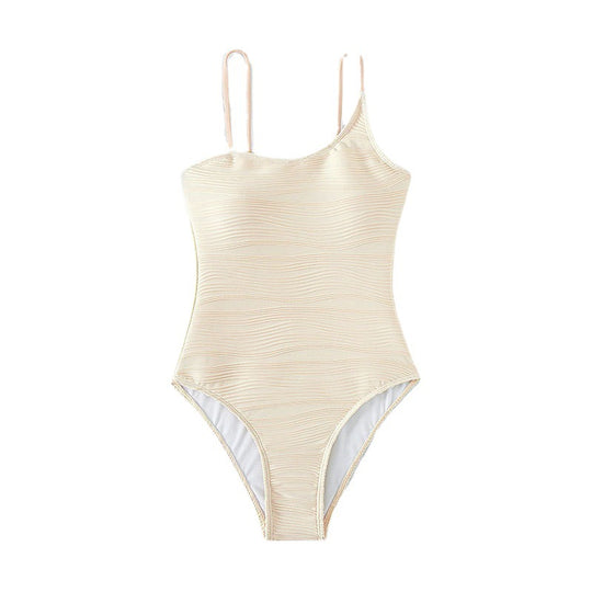 Damen Einteiler Badeanzug mit raffiniertem Rippendesign EB