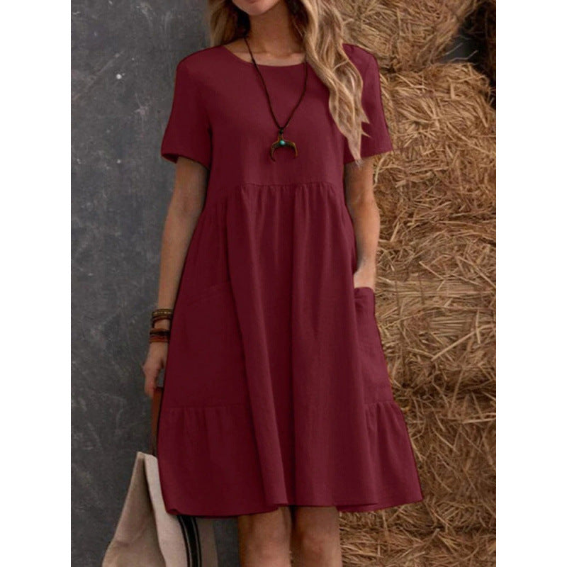 Damen Midikleid mit lockerer Passform und praktischen Taschen EB
