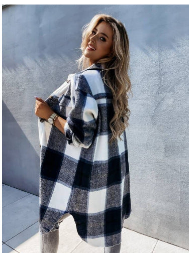 Damen Luftige Karobluse mit Knopfleiste und modernem Schnitt EB
