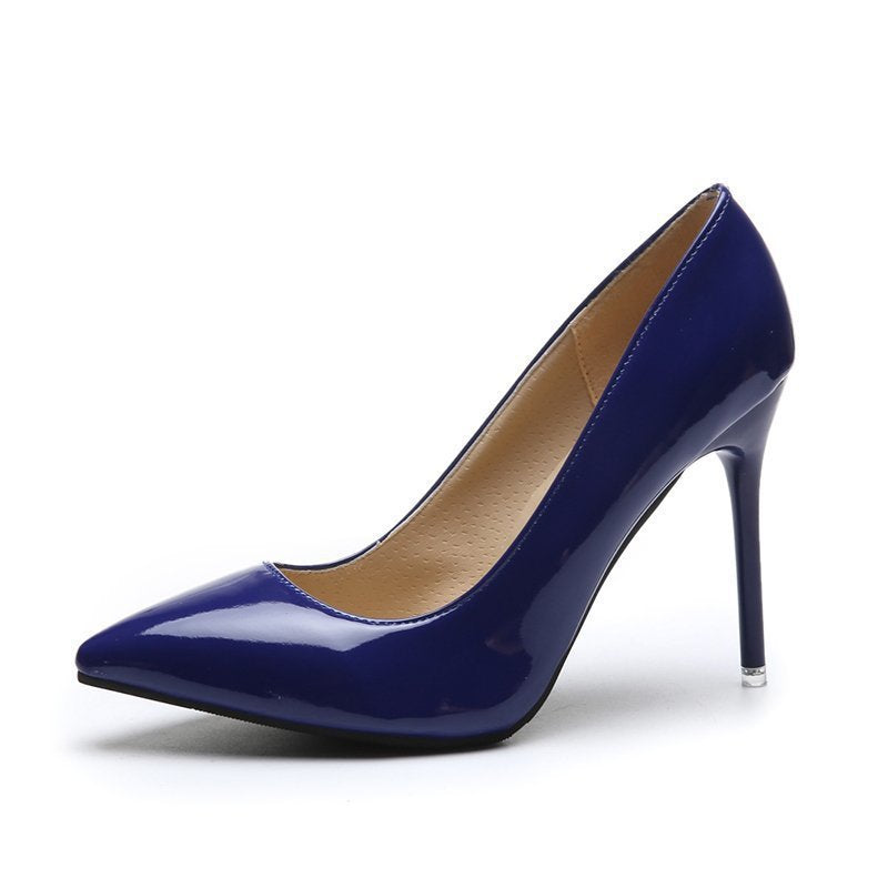 Damen elegante High Heels mit spitzem Zehenbereich und glanzvollem Finish EB
