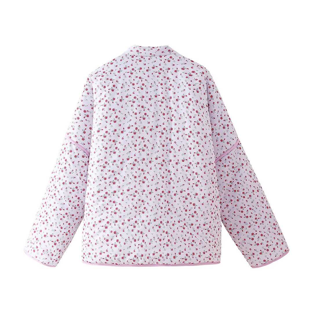 Damen Quilt-Jacke mit floralem Design und bindbarem Taillenzug EB