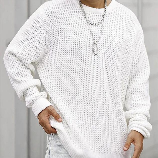 Herren komfortabler Strickpullover mit modischem Wabenmuster EB