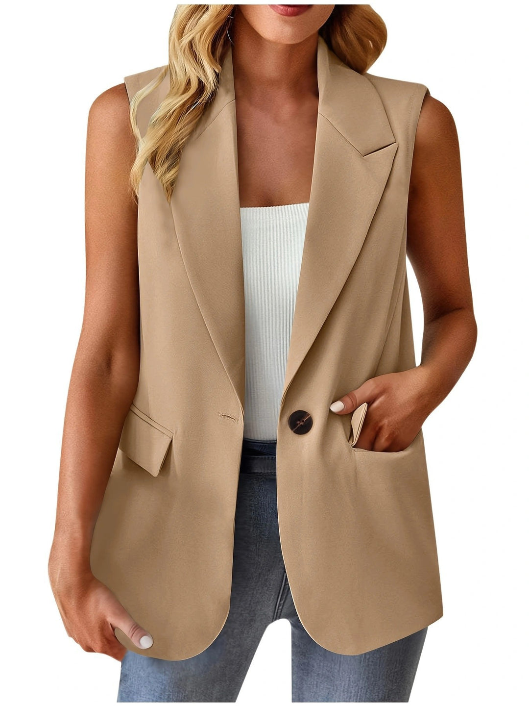 Damen stylische ärmellose Blazerweste EB