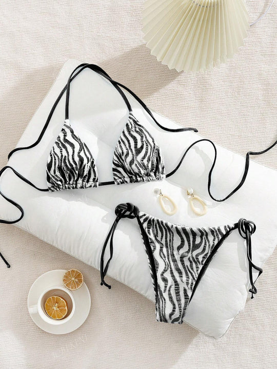 Damen Triangel-Bikini mit stilvollen Knotendetails EB