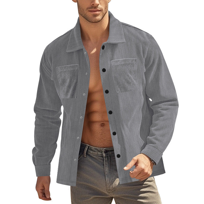 Herren Cordjacke mit praktischen Brusttaschen und strukturiertem Design EB