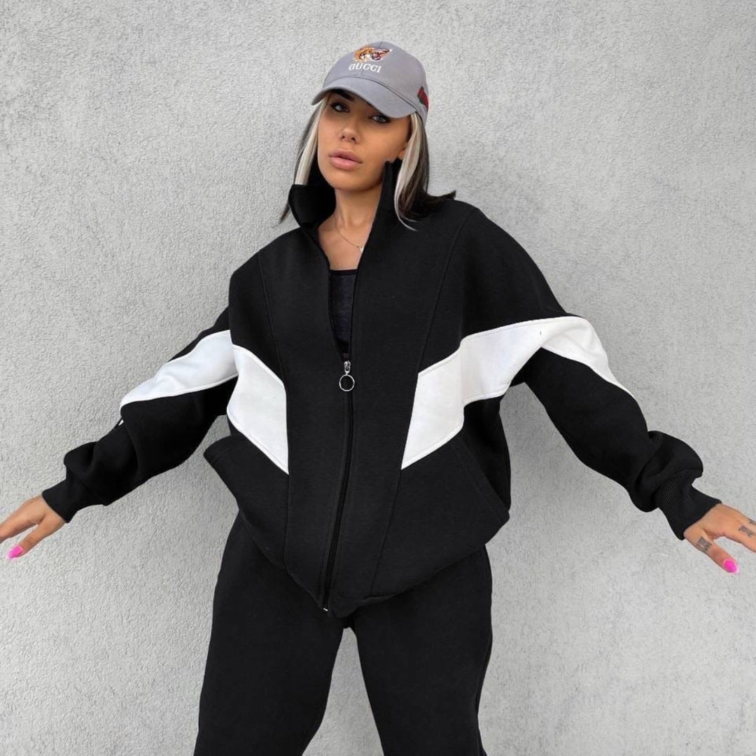 Damen nan athletisches Trainingsset mit Ring-Zipper, eingesetzten Taschen und kontrastierenden Arm-Panels EB