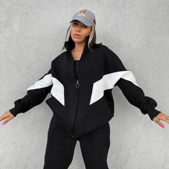 Damen nan athletisches Trainingsset mit Ring-Zipper, eingesetzten Taschen und kontrastierenden Arm-Panels EB