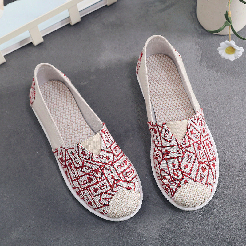 Damen Slip-On Schuhe mit floralem Stickdesign und rutschfester Sohle EB