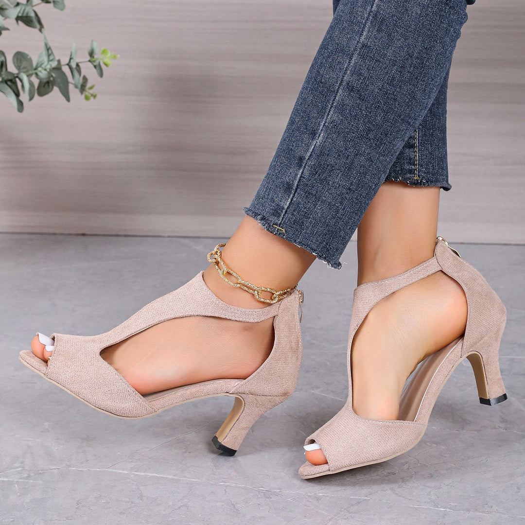 Damen elegante Peeptoe-Pumps mit raffiniertem Cut-Out-Design und komfortablem Absatz EB