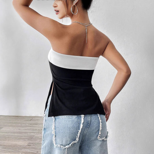 Damen Bandeau-Top mit eleganten Farbblockdesign EB
