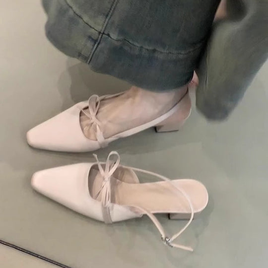 Damen elegante Slingback-Ballerinas mit dekorativem Schleifenakzent EB