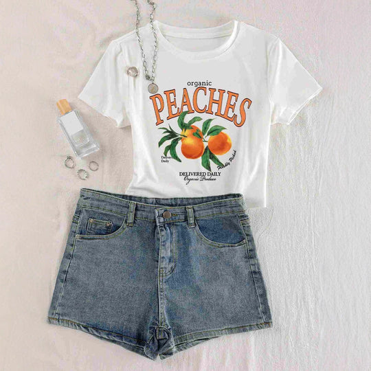 Damen T-Shirt mit frischem Obstmotiv und modernem Schriftzug EB