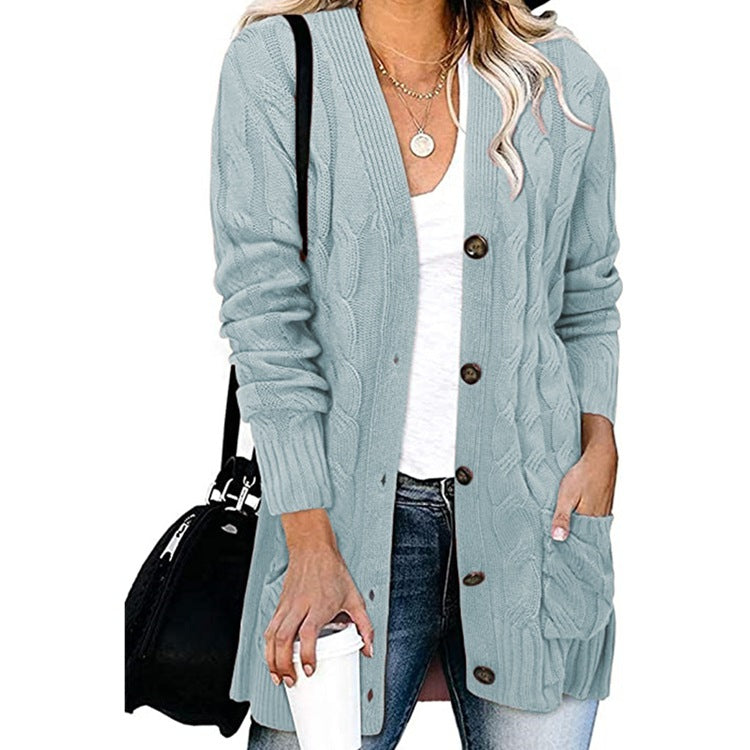 Damen Strickjacke mit dekorativem Zopfmuster und praktischen Taschen EB
