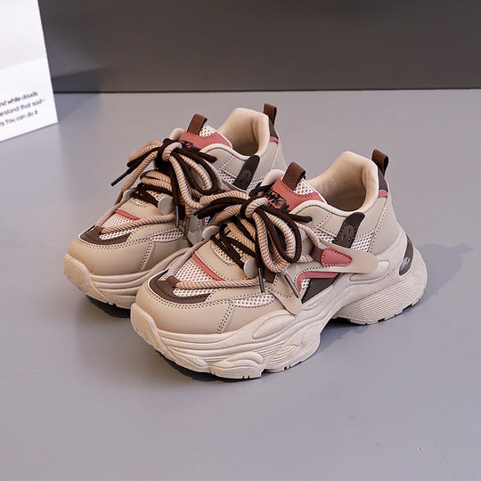 Damen modische Chunky Sneaker mit atmungsaktiver Mesh-Oberfläche und dämpfendem Fußbett EB
