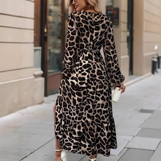 Damen Maxikleid mit modernem Leopardenmuster EB