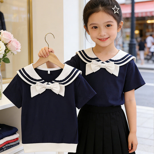 Mädchen Matrosen T-Shirt mit Schleifendetail EB